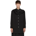 Yohji Yamamoto Black Wrinkled Gabardine Scarf Shirt