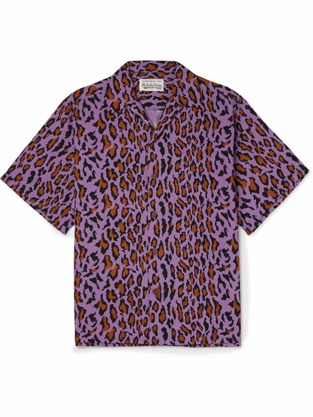 Photo: Wacko Maria - Camp-Collar Leopard-Print Woven Shirt - Purple