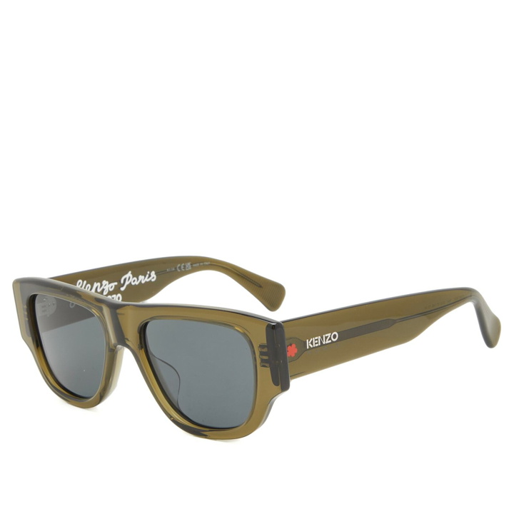 Photo: Kenzo Eyewear Men's Kenzo KZ40185U Sunglasses in Shiny Dark Green/Smoke 