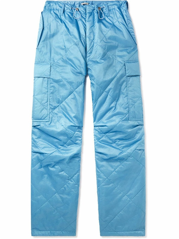 Photo: Auralee - Straight-Leg Quilted Nylon-Ripstop Drawstring Cargo Trousers - Blue
