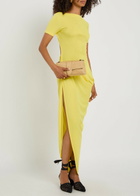Jacquemus La Robe Sole Asymmetric Draped Crepe-jersey Maxi Dress Yellow