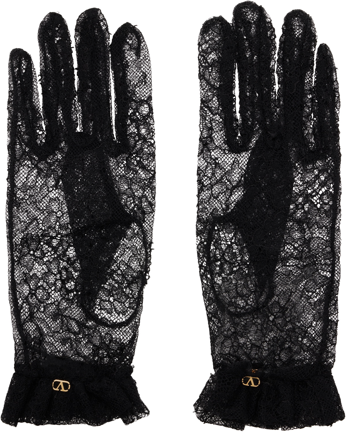 Valentino Garavani Black VLogo Signature Lace Gloves