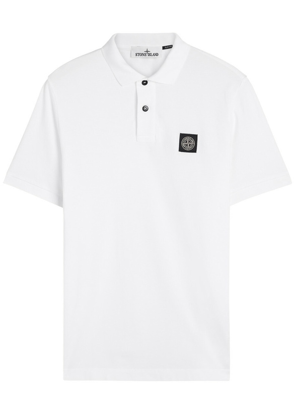 Photo: Stone Island Logo Piqué Stretch-cotton Polo Shirt White