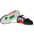 Off-White - Striped Canvas and Suede Sneakers - Black