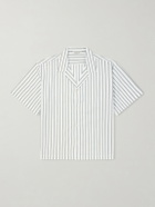 A Kind Of Guise - Samata Camp-Collar Striped Cotton, Silk and Linen-Blend Shirt - Green