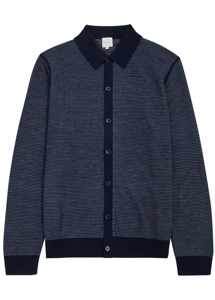 Paul Smith Textured Wool Cardigan Navy