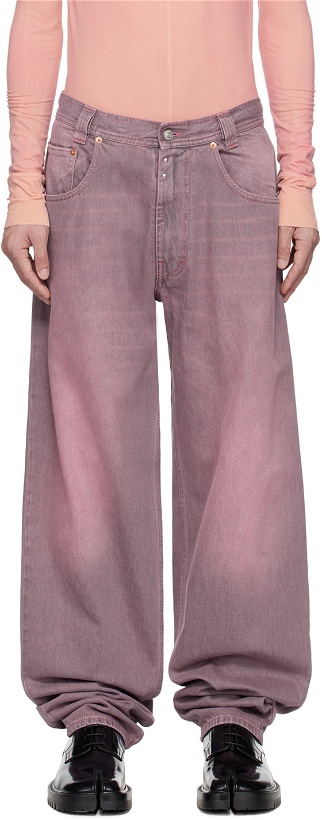 Photo: MM6 Maison Margiela Pink Drawstring Jeans