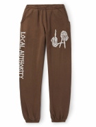 Local Authority LA - LA Bones Straight-Leg Cotton-Jersey Sweatpants - Brown