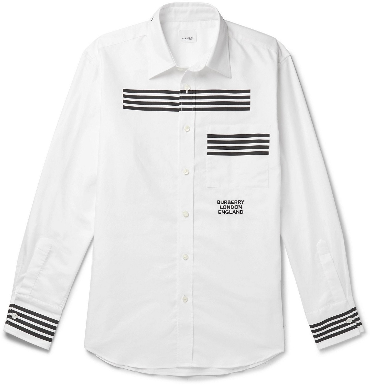 Burberry - Slim-Fit Striped Logo-Embroidered Cotton Oxford Shirt ...