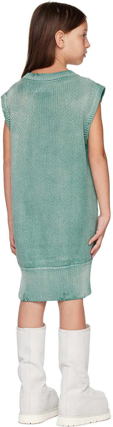 MM6 Maison Margiela Kids Green Distressed Dress MM6 Maison