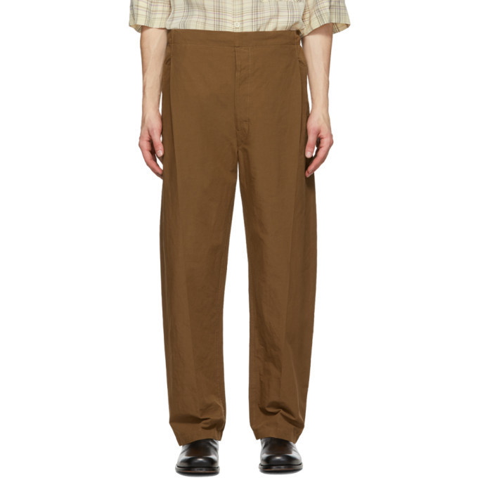 Lemaire Brown Pleated Drawstring Trousers Lemaire
