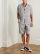 Oliver Spencer - Straight-Leg Pleated Striped Linen Shorts - Blue