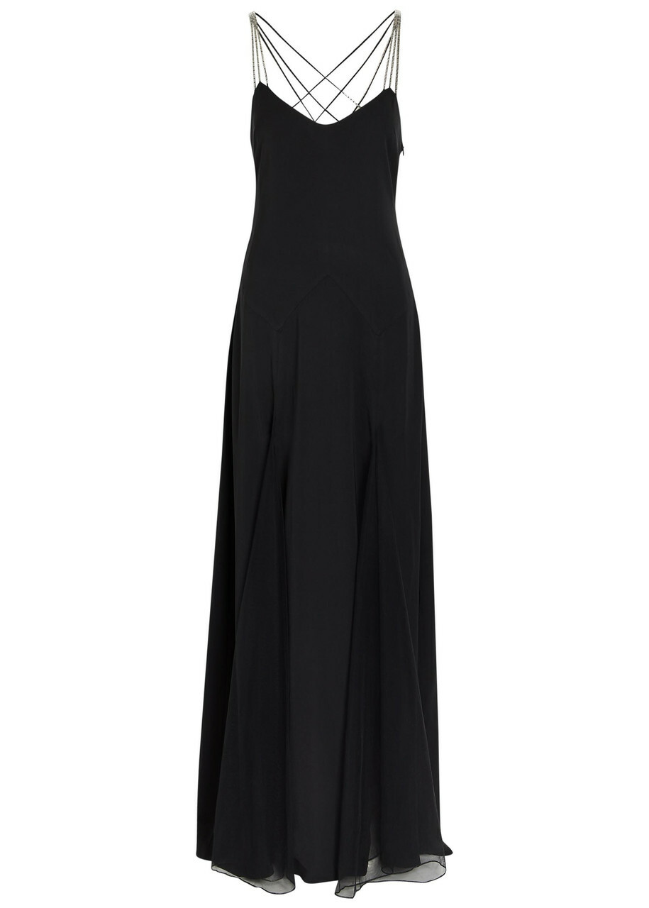 Anna October Ariadne Embellished Stretch-crepe Maxi Dress Black