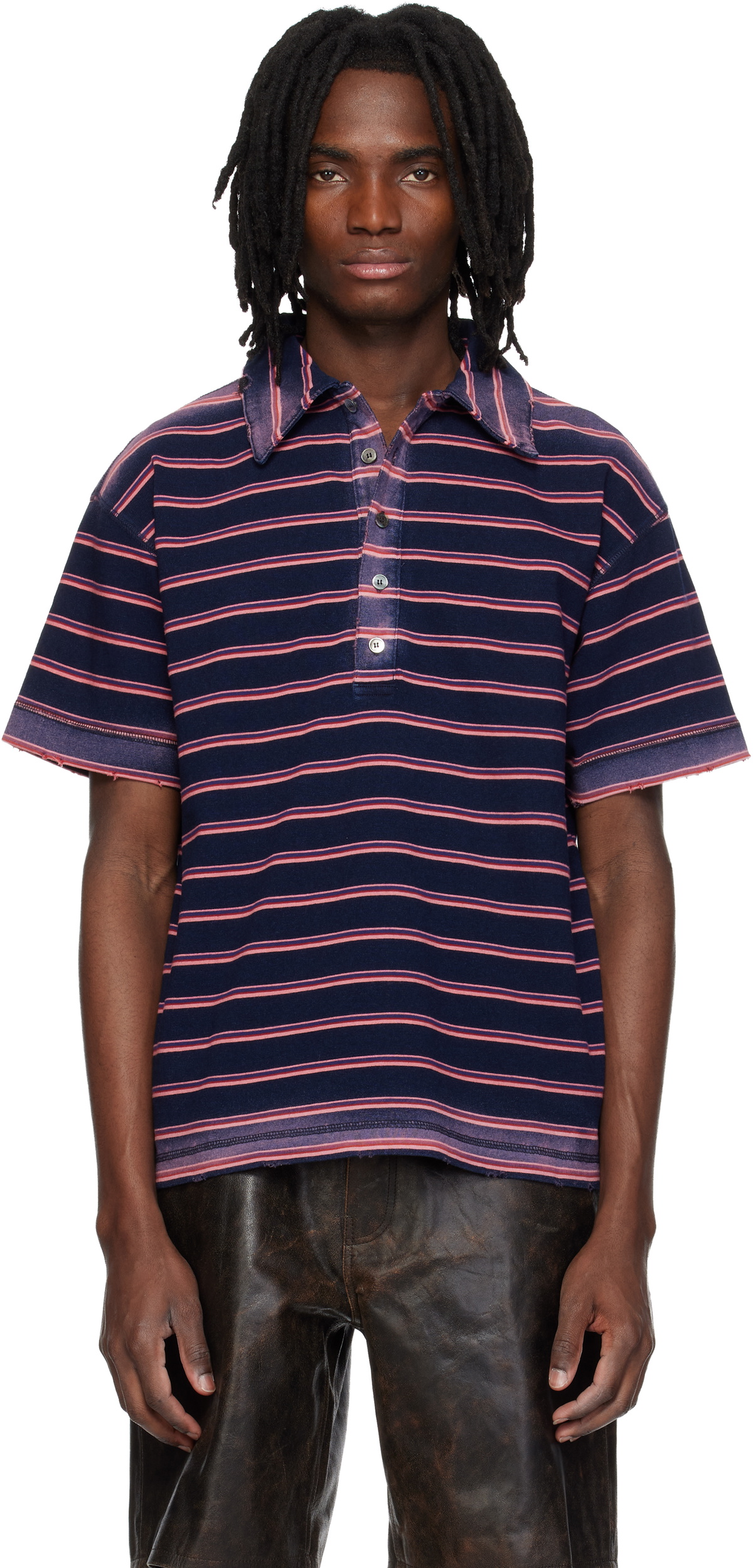 MMIC Navy & Pink Sunstripe Polo