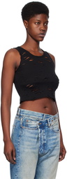 R13 Black Distressed Tank Top