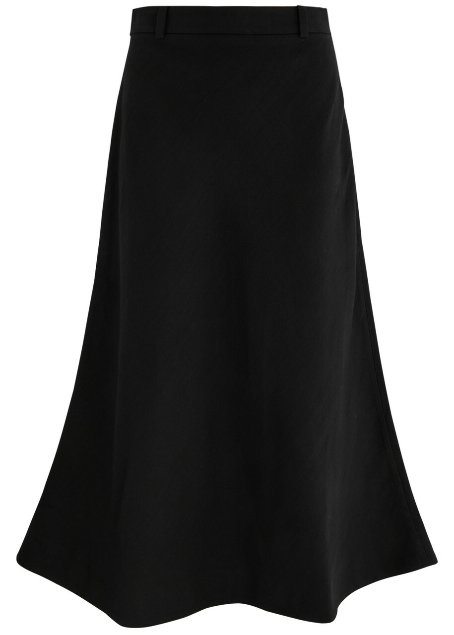 Skall Studio Emina Linen-blend Midi Skirt Black