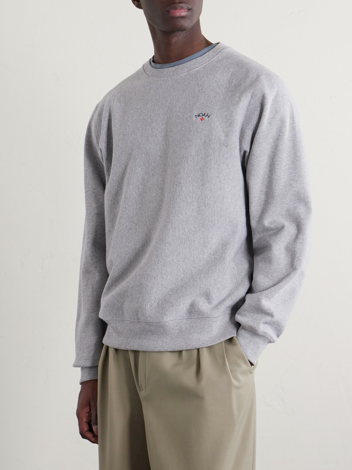 Noah - Logo-Embroidered Cotton-Jersey Sweatshirt - Gray
