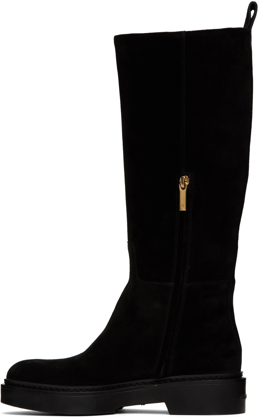 Santoni Black Suede Boots