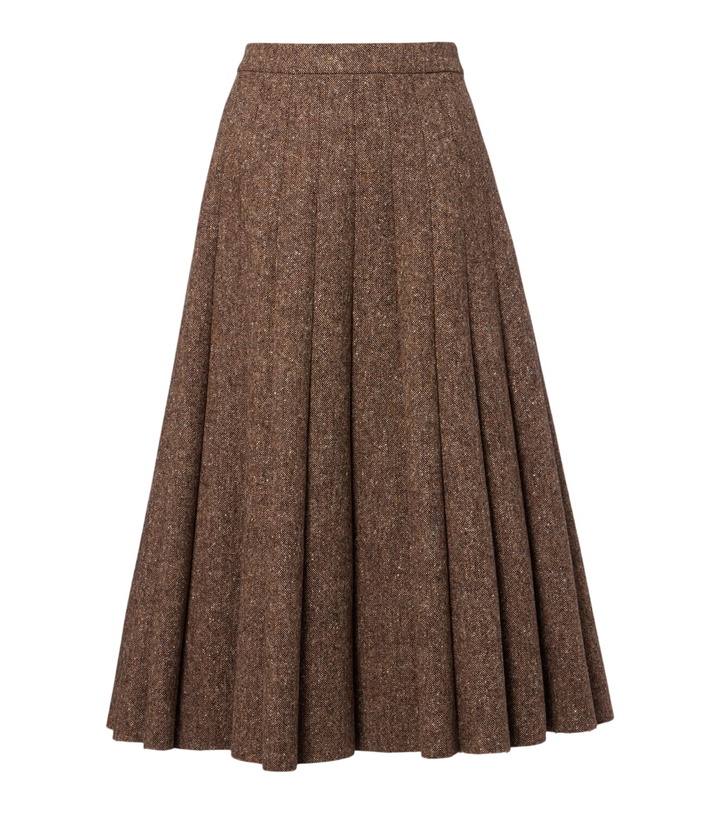 Photo: Brunello Cucinelli Pleated wool-blend tweed midi skirt