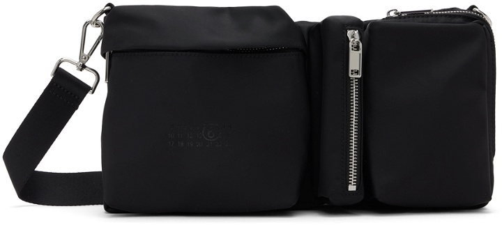 Photo: MM6 Maison Margiela Black Three-Pocket Nylon Crossbody Messenger Bag