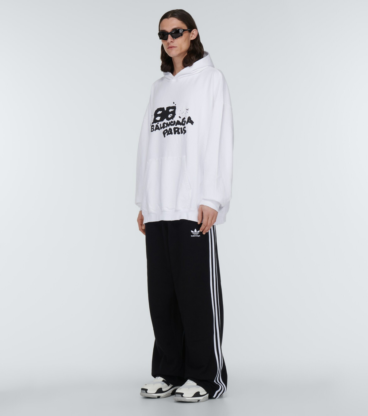 BALENCIAGA プリント フリース フーディー コットン 人気 ロゴ BALENCIAGA コットンジャージー オーバーサイズ フーディー