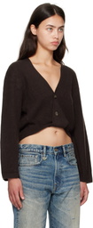 R13 Brown Twisted Front Ribbed Cardigan