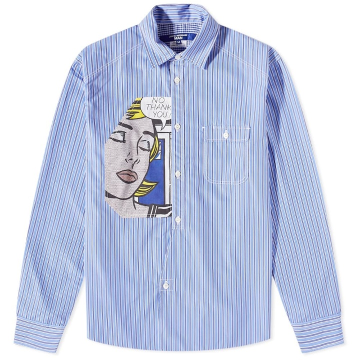 Photo: Junya Watanabe MAN x Roy Lichtenstein Mix Cotton Shirt in Blue/White