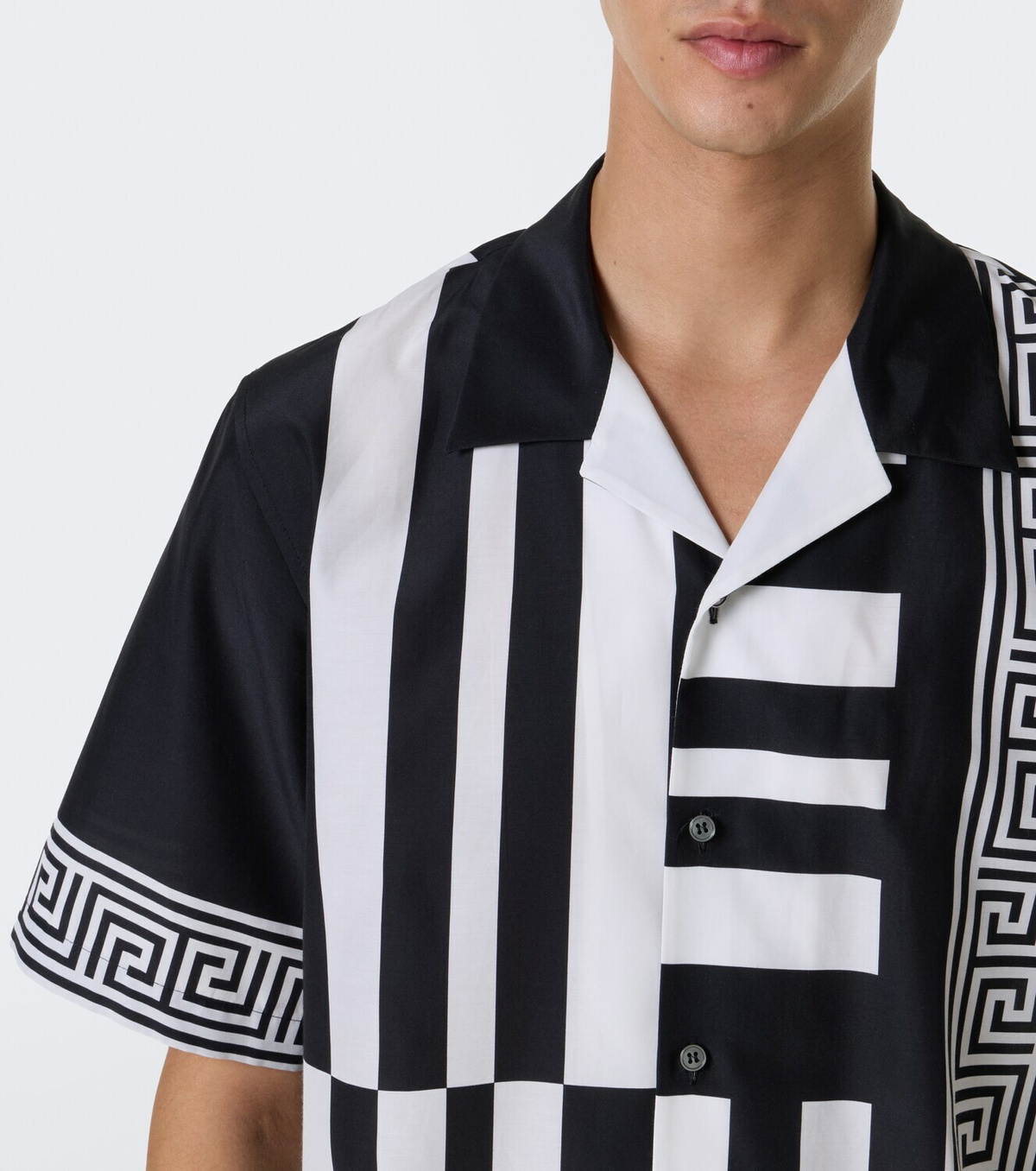 Versace Printed cotton and silk bowling shirt