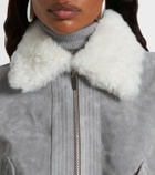 Thom Browne Shearling-trimmed suede jacket