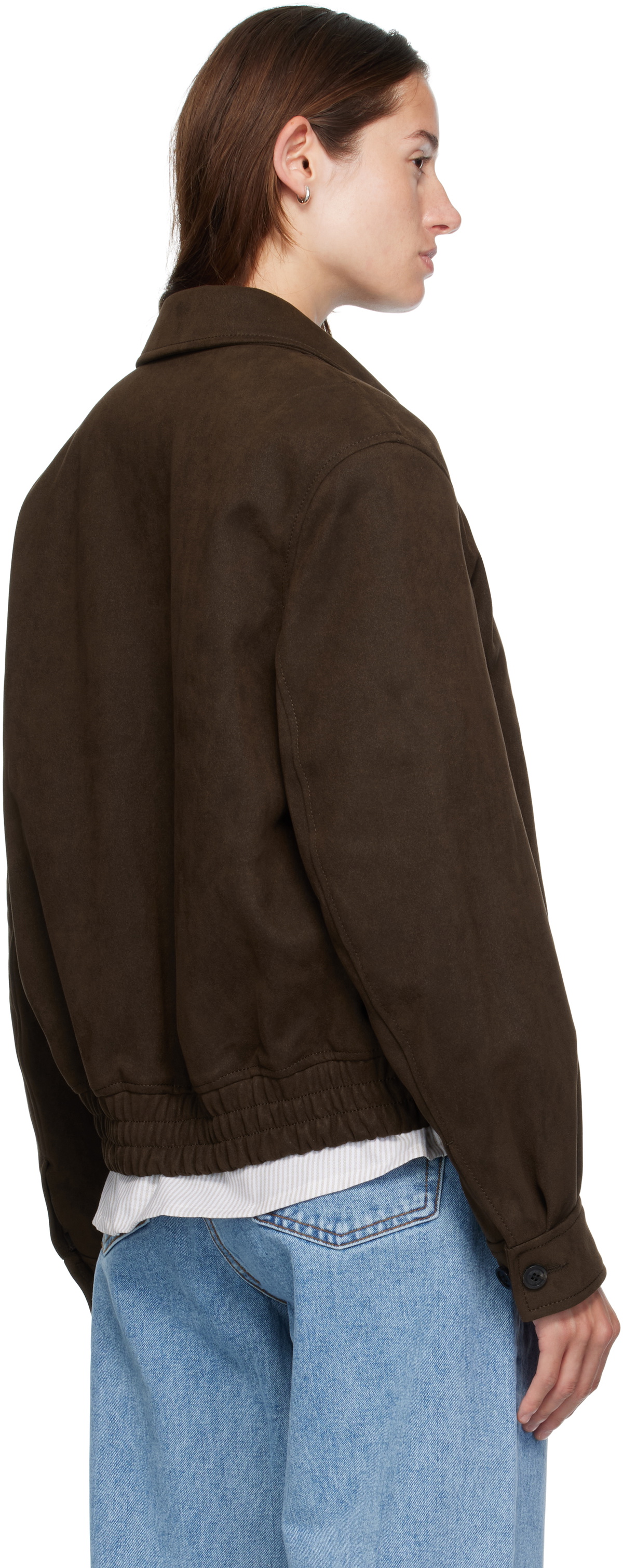 COOR Brown Quilted Swing Top Faux-Suede Jacket