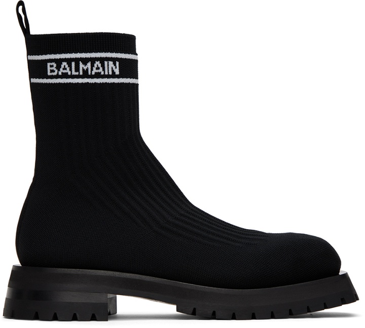 Photo: Balmain Black Knit Boots