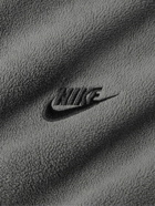 Nike - Club Nylon-Trimmed Logo-Embroidered Fleece Hoodie - Gray