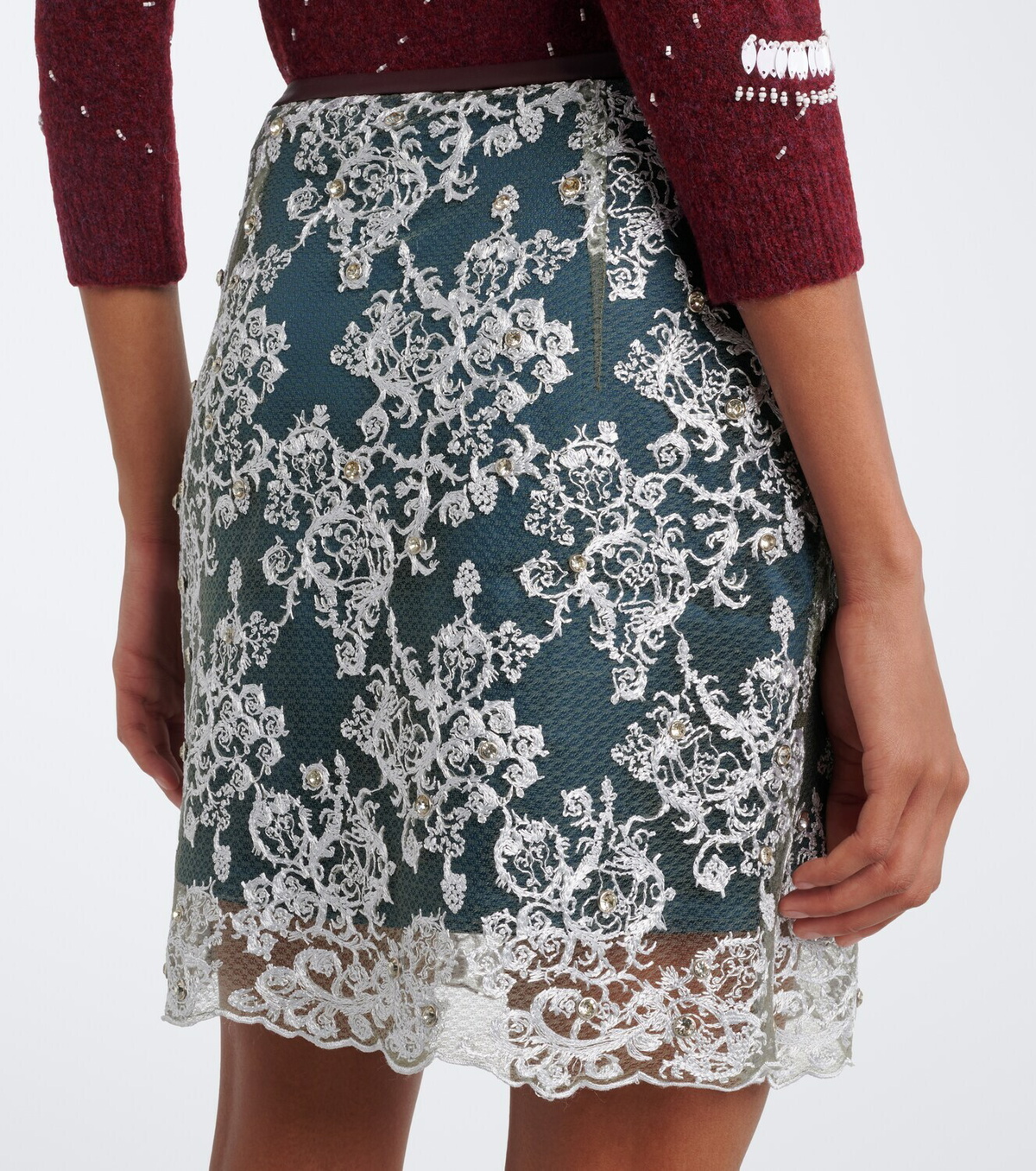 Jacques Wei Embellished lace miniskirt