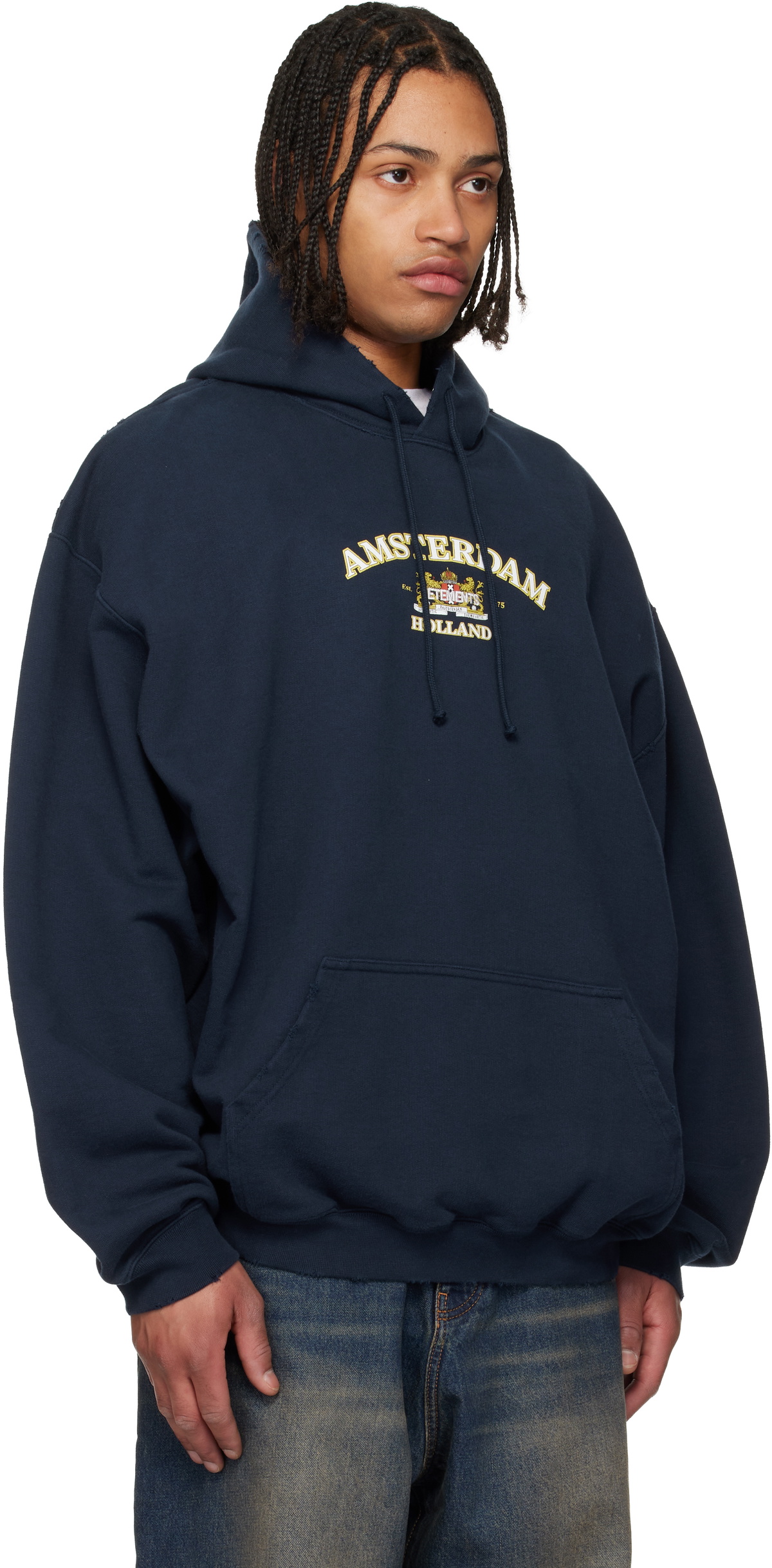 VETEMENTS Navy Holland Tourist Hoodie