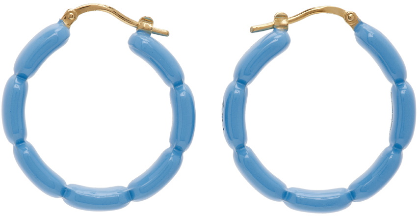 K.NGSLEY SSENSE Exclusive Blue '701' Hoop Earrings