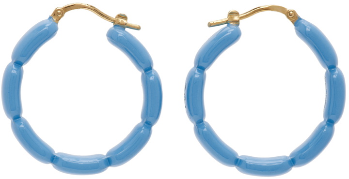 Photo: K.NGSLEY SSENSE Exclusive Blue '701' Hoop Earrings