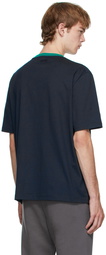 Lanvin Navy Flocked Logo T-Shirt