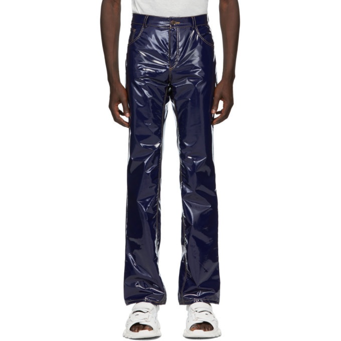 Photo: Ottolinger Navy Faux-Leather Trousers