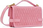 Balmain Pink B-Buzz 24 Suede Bag