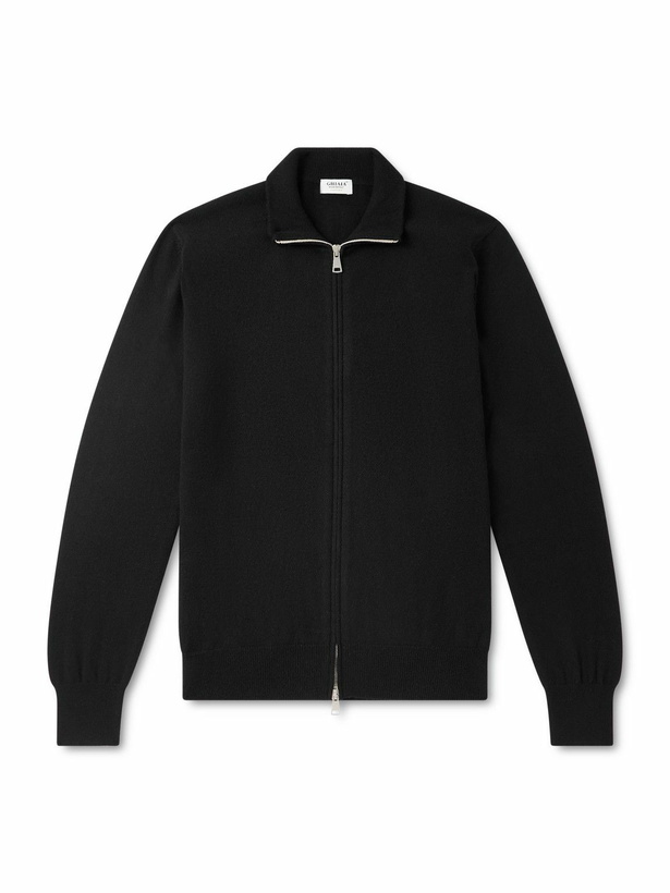 Photo: Ghiaia Cashmere - Cashmere Zip-Up Sweater - Black