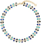 Casablanca Gold & Blue Crystal & Faux-Pearl Necklace