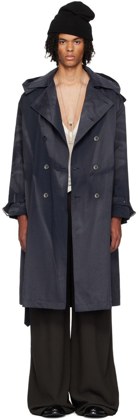 ジャケット・アウター Jiyongkim Sun Bleached Overcoat JiyongKim Navy Sun-Bleached Trench Coat