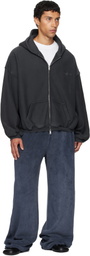 Alexander Wang Black Graphic Logo Zip Hoodie