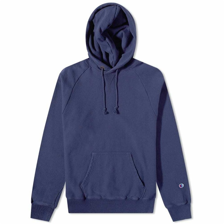 Photo: Champion Reverse Weave Men's Distressed Hoody in Maritime Blue
