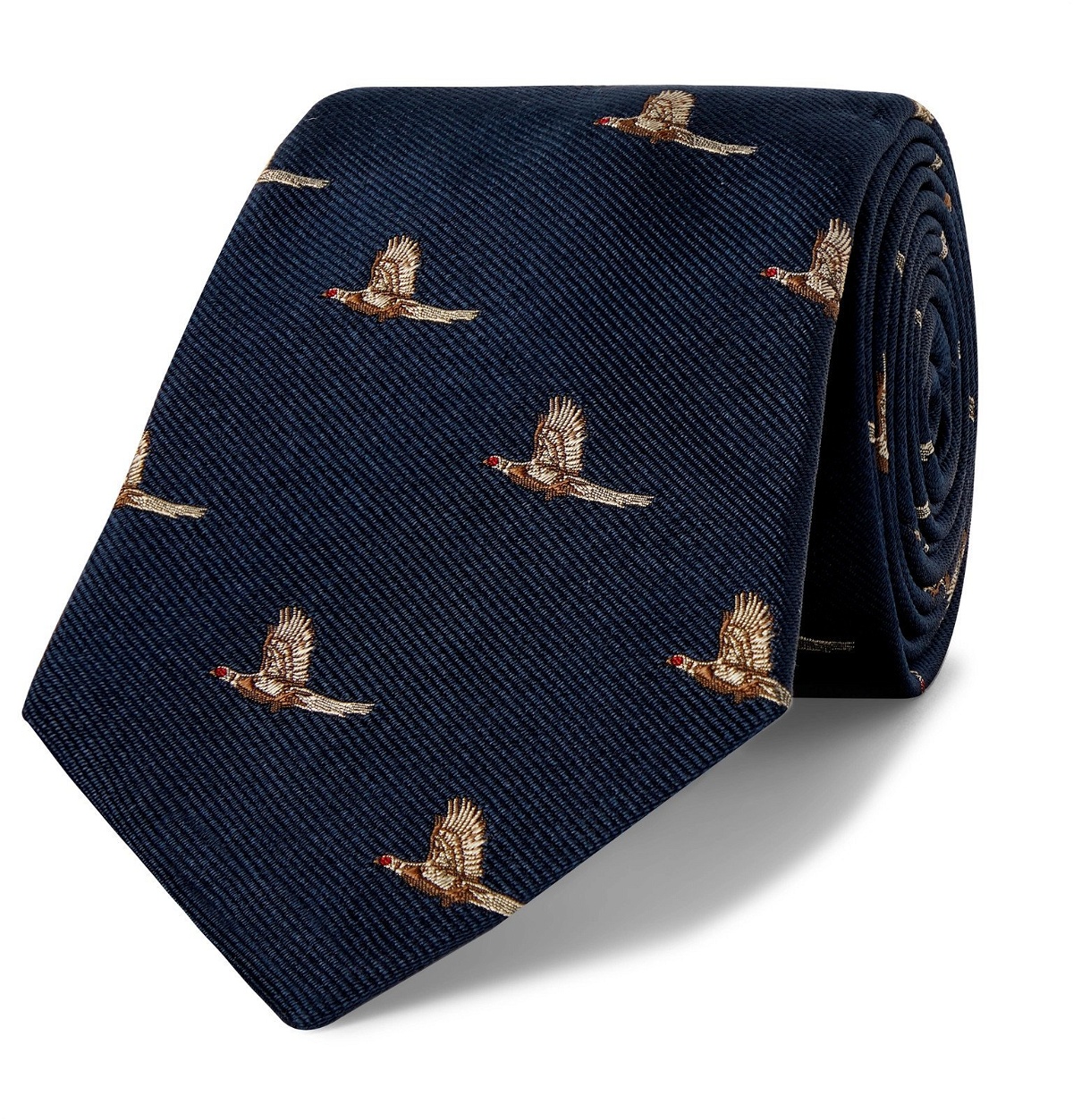 Photo: James Purdey & Sons - 8cm Embroidered Silk-Faille Tie - Blue