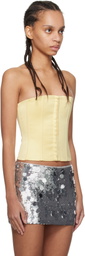 GUIZIO Yellow Satin Corset Top