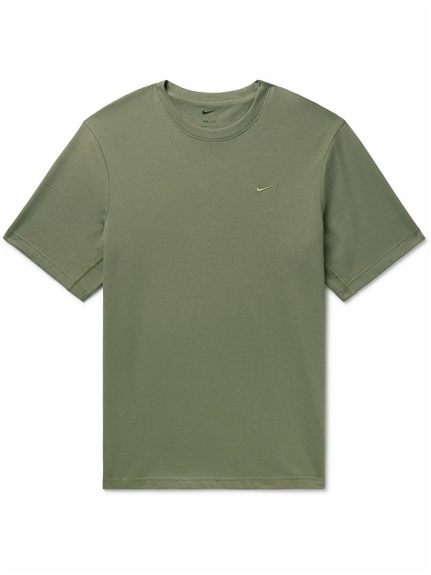 Photo: Nike Training - Primary Logo-Embroidered Cotton-Blend Dri-FIT T-Shirt - Green