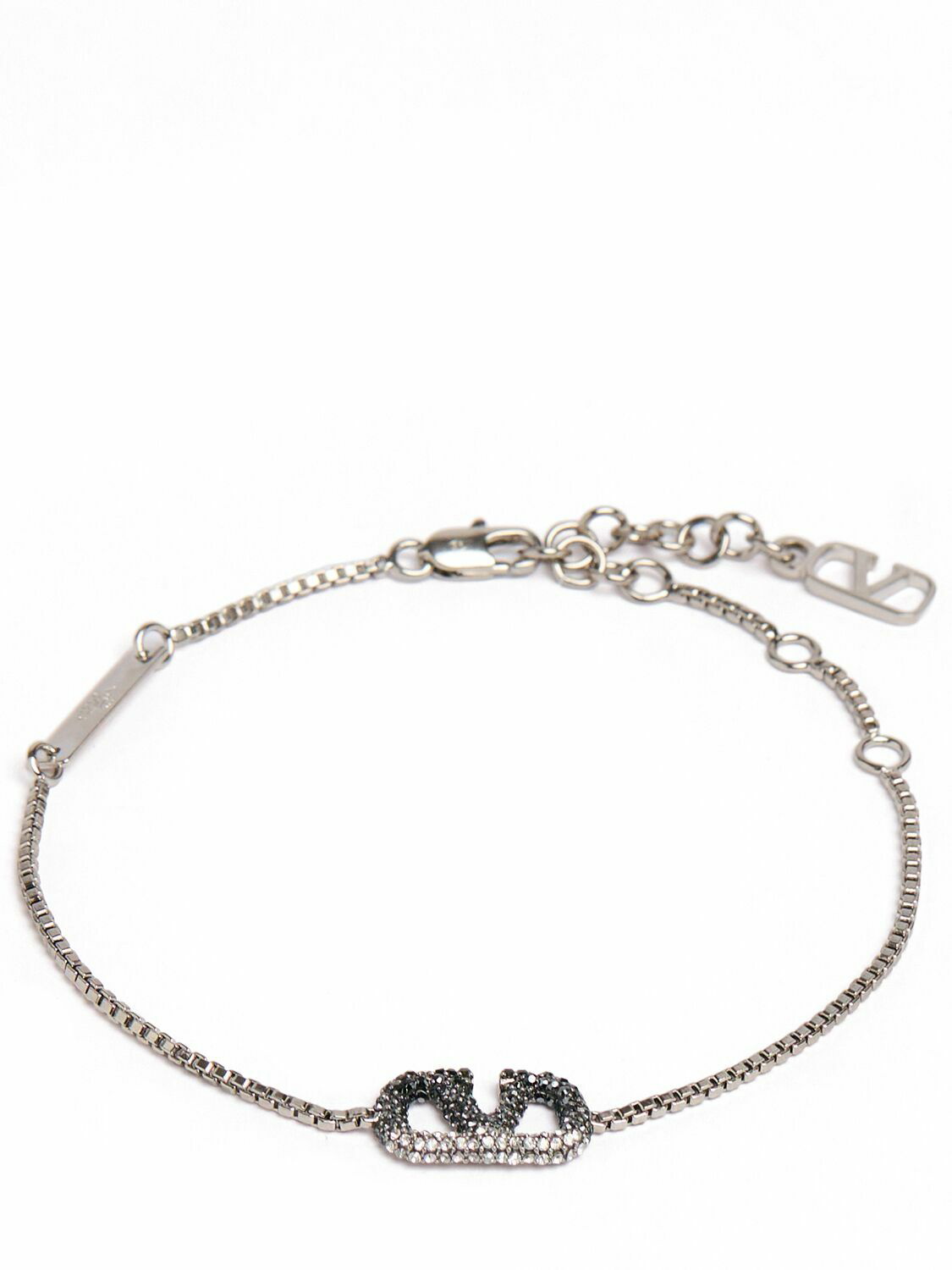 Crystal V Logo Slim Adjustable Bracelet