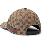 Gucci - Webbing-Trimmed Monogrammed Canvas Baseball Cap - Men - Beige