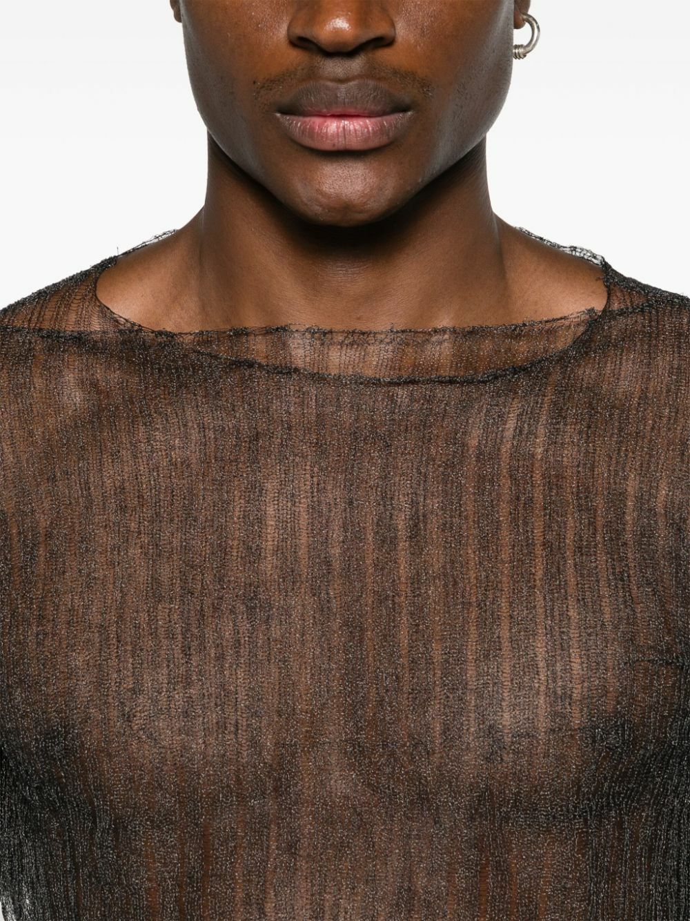 MLGA Black Open-Knit Sheer Sweater
